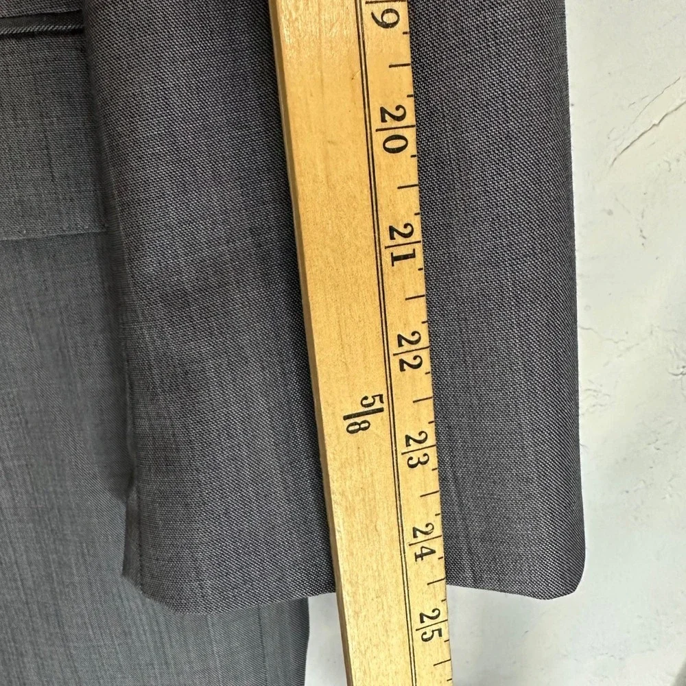 Jack Victor Elite Windowpane Wool Blazer Gray Stretch Two Button Men's Size 46R